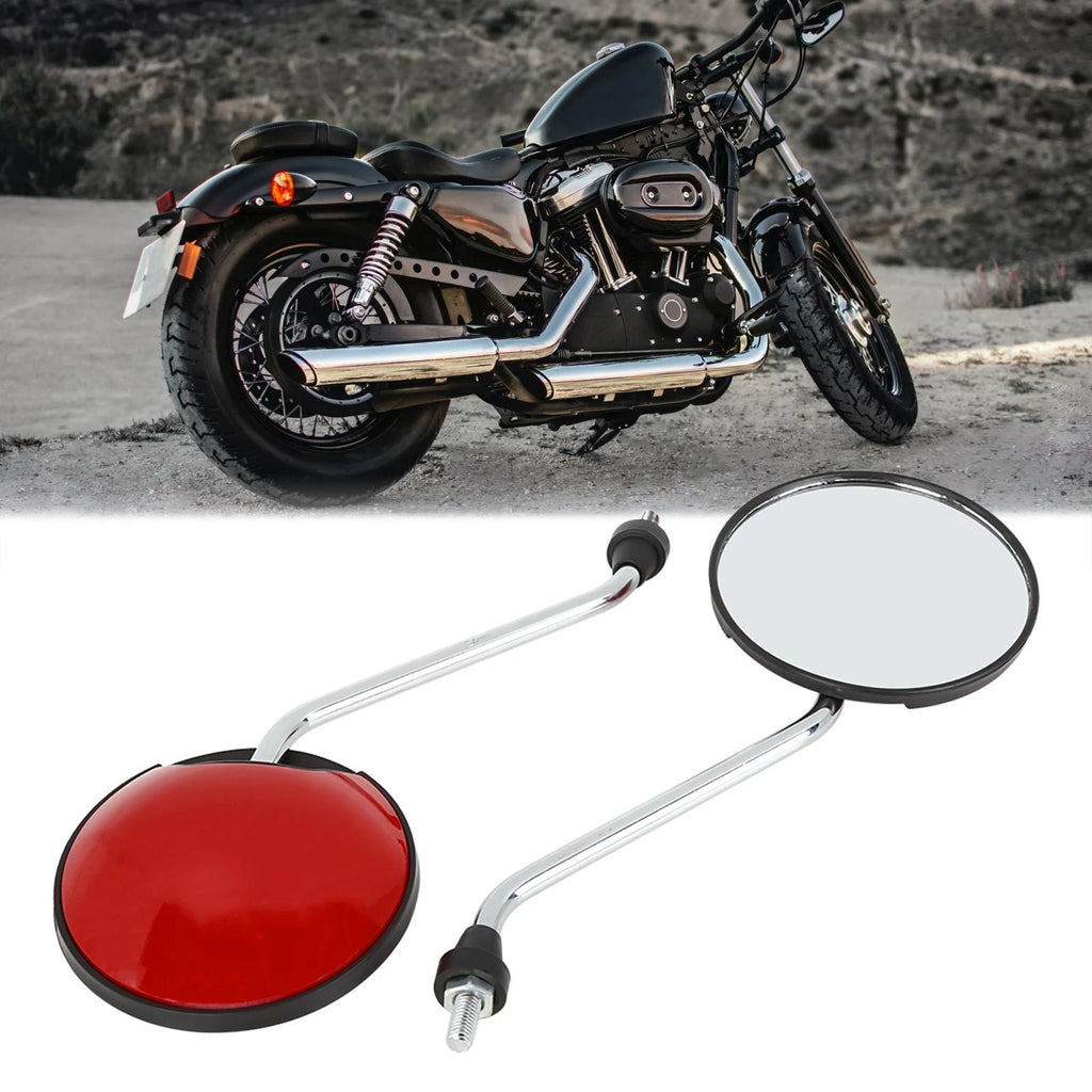 Universal Rearview Mirrors Round Side Mirrors Red for Motorcycle M8X1.25