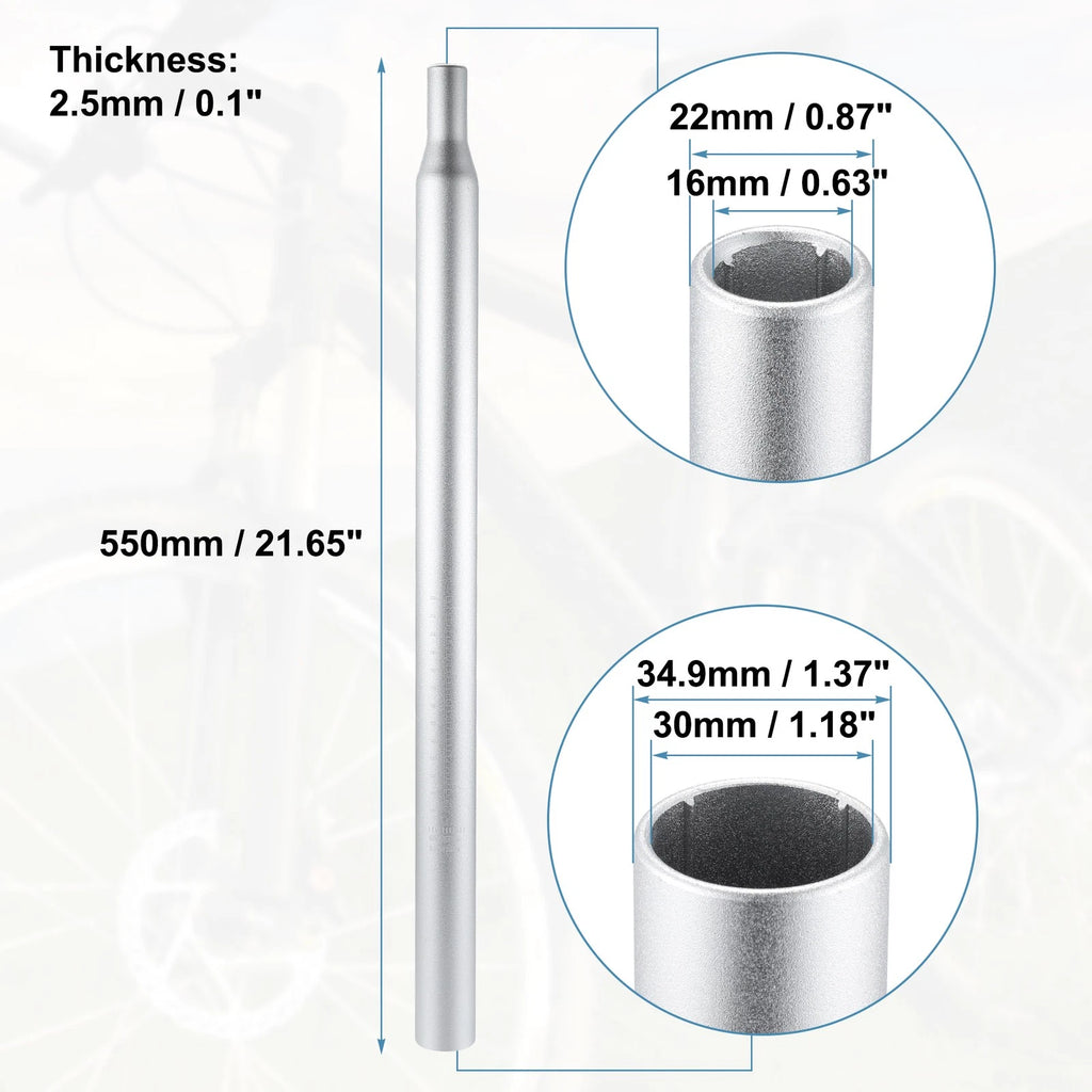 Aluminum Bicycle Seat Post with Scale Mark for 34.9x550mm Silver (Set)