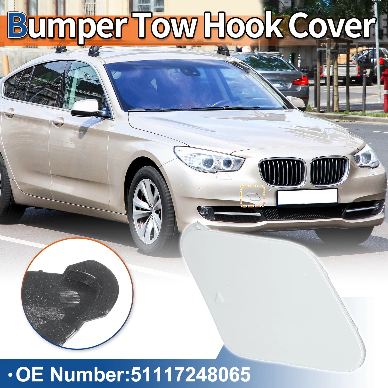 Front Right Tow Hook Cover Replacement for BMW 535i 550i GT (2011–2019)