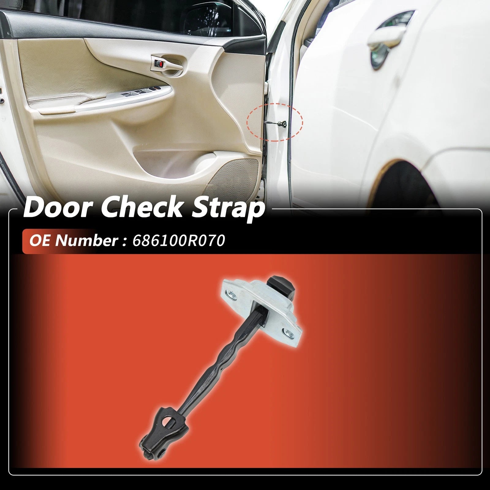 Door Check Strap Front Left or Front Right OEM Replacement for Toyota RAV4 (2020–2022)