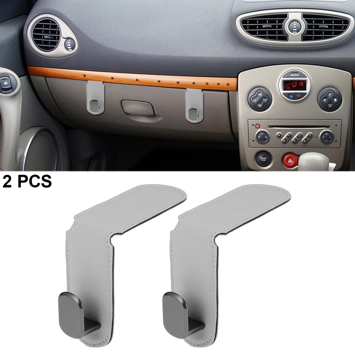 2X Faux Leather Metal Car Seat Headrest Hooks for Universal Fit