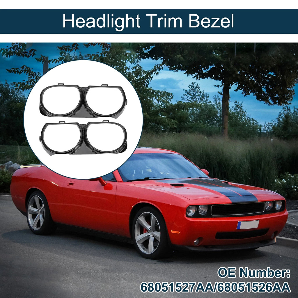 Front Headlight Trim Bezel Pair for Dodge Challenger (2008–2014)