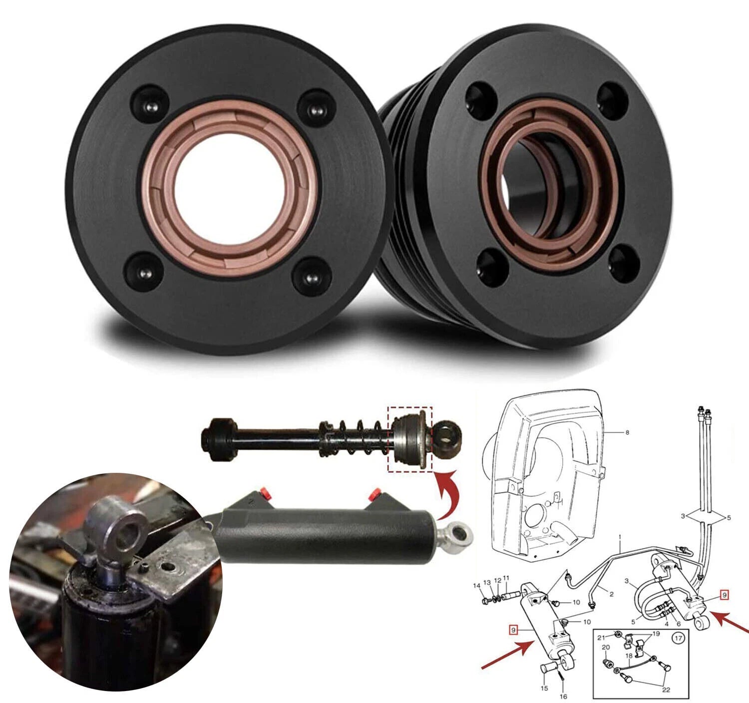 Trim Cylinder RAM Rebuild Kit for Volvo Penta (3860881, 872612) (2X)