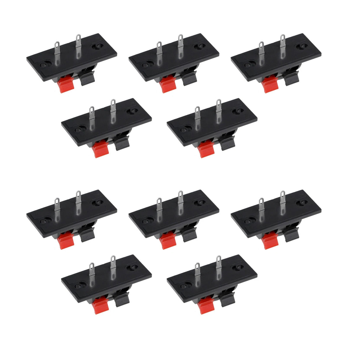 10 Pcs 2 Way Push Release Connector Plate for Stereo Speaker Terminal Strip