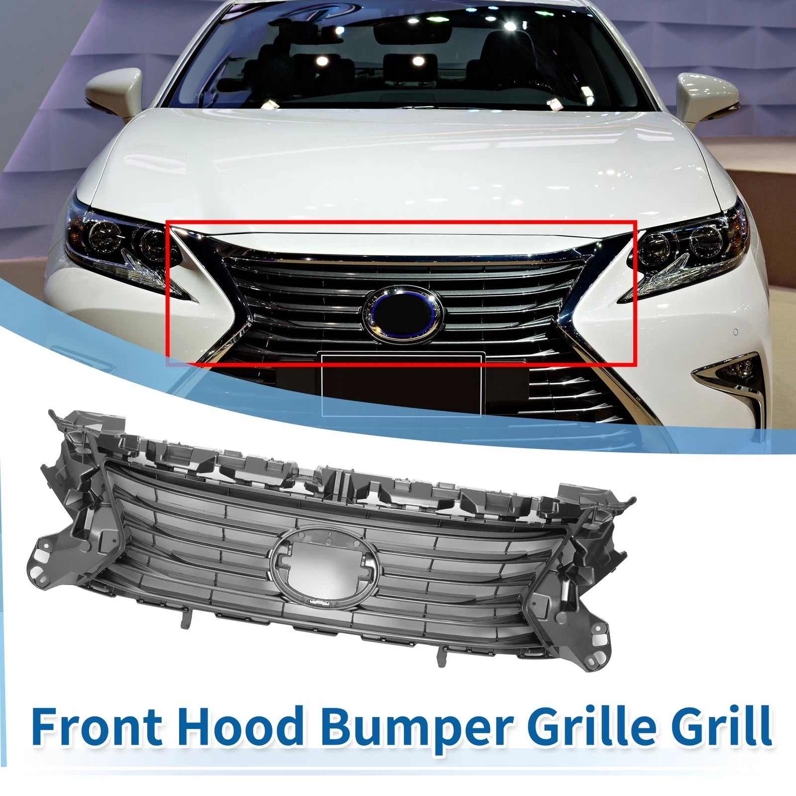Front Upper Hood Bumper Grille Grill Replacement for Lexus ES 300h (2016-2018)