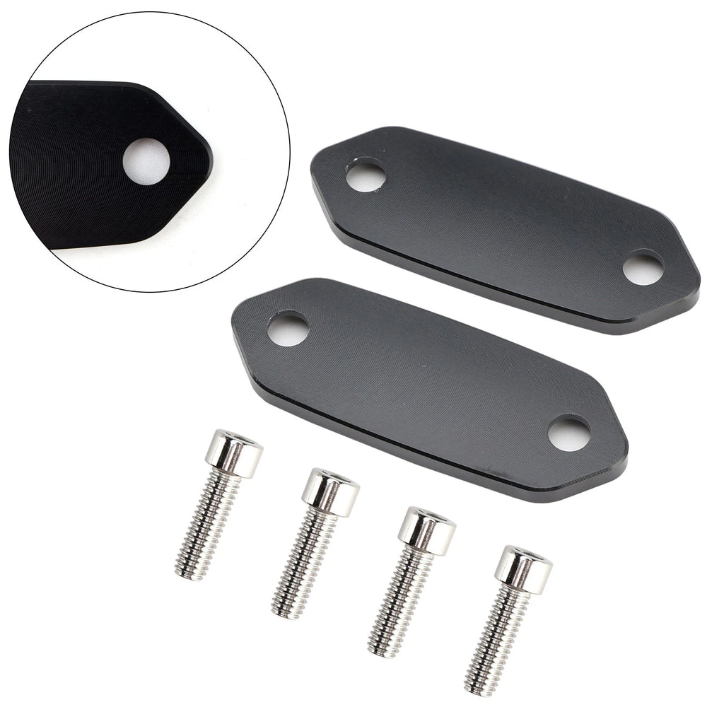 CNC Mirror Block Off Plates Hole Caps Black for Kawasaki ZX-6R 2013–2025