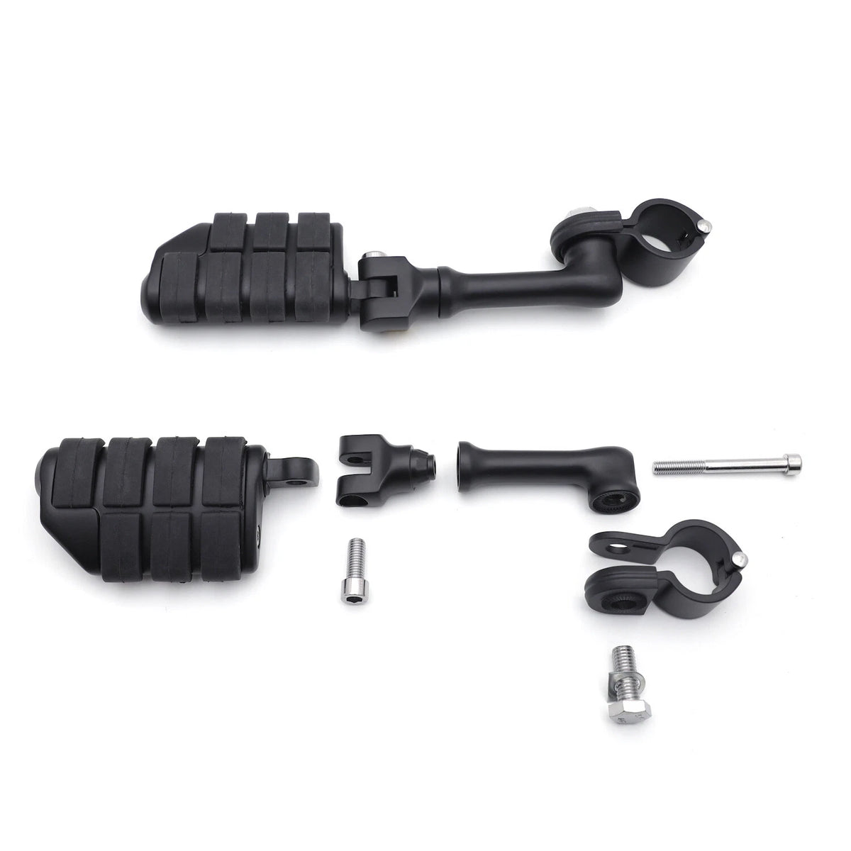 Black Offset 4.5" Long FootPeg Mounts Clamps for Harley (1.25" Engine Guard)