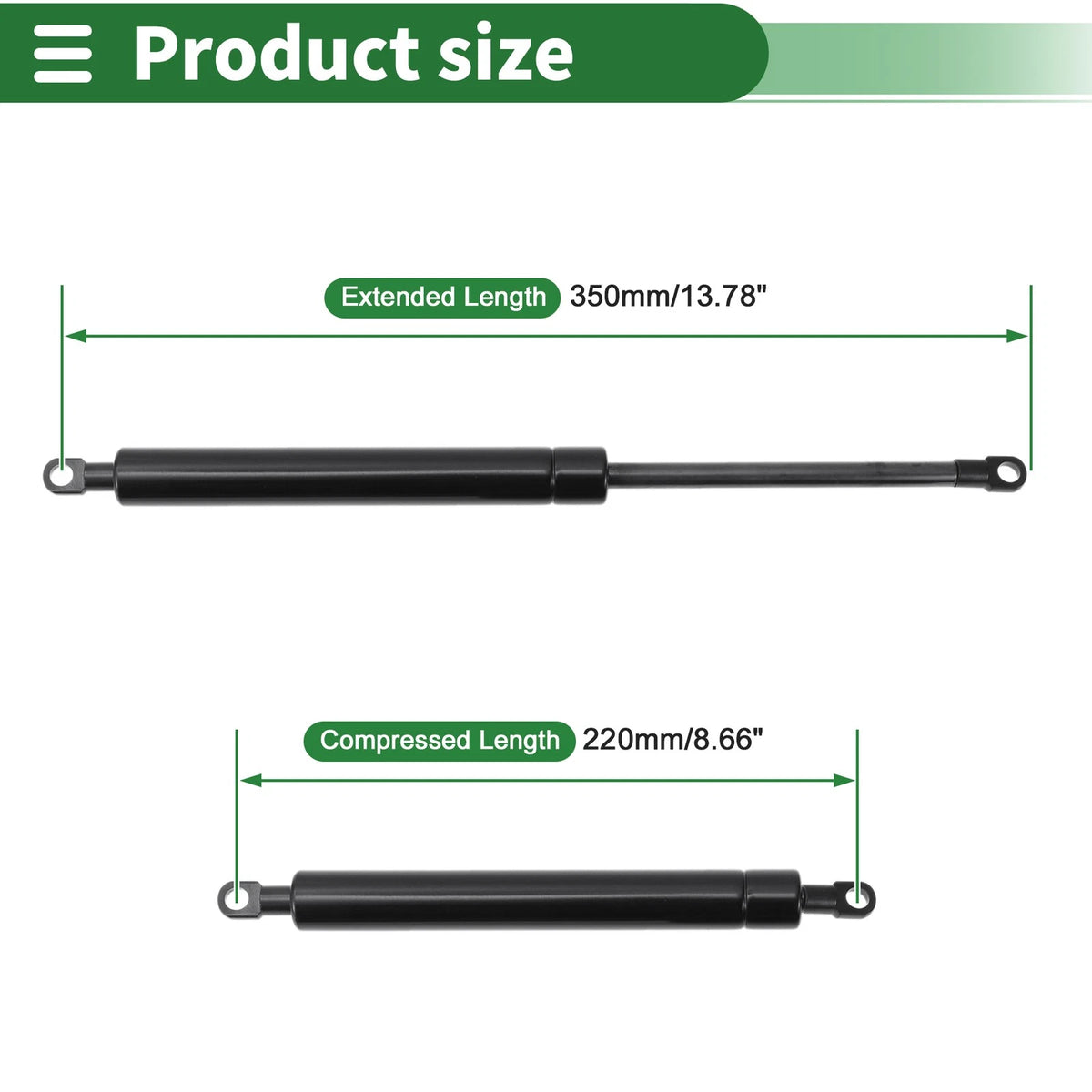 2X Gas Struts 700N for - Black Carbon Steel