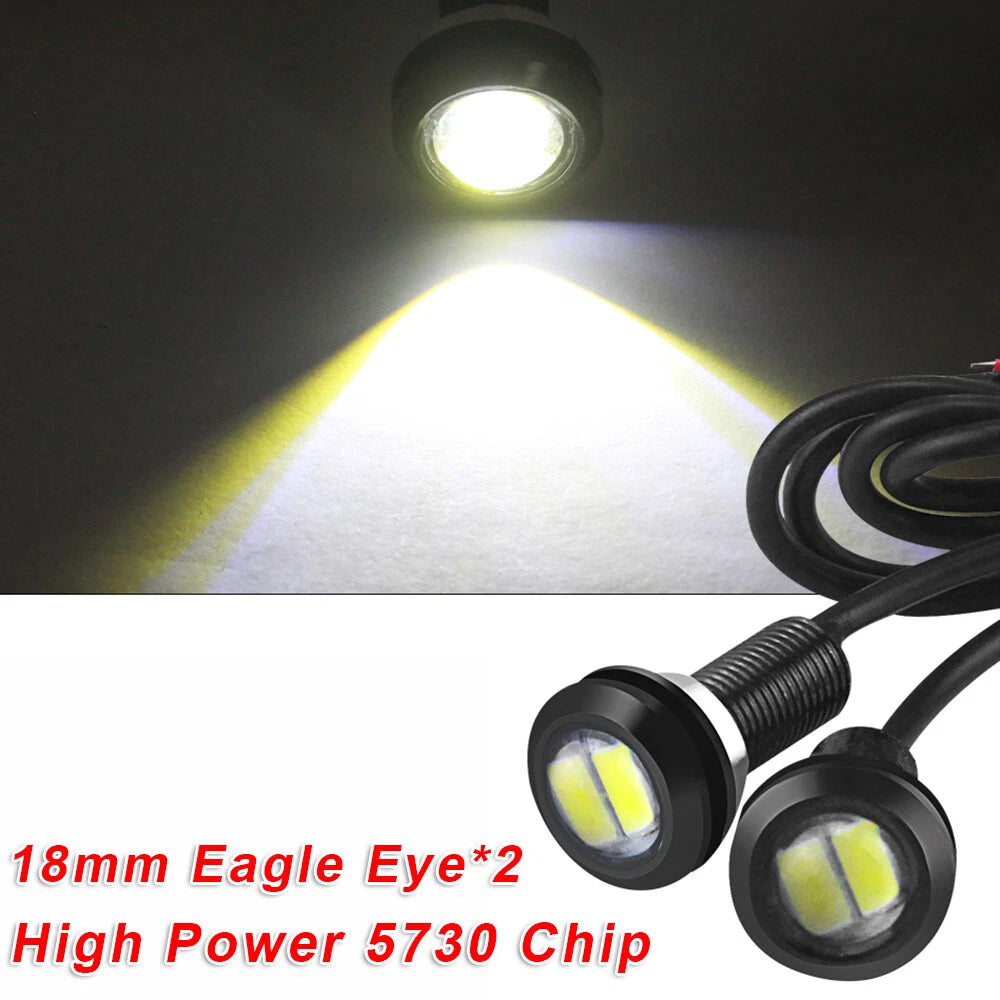 2X White Strobe Backup Lamps for Motorcycle (Mirror Mount)