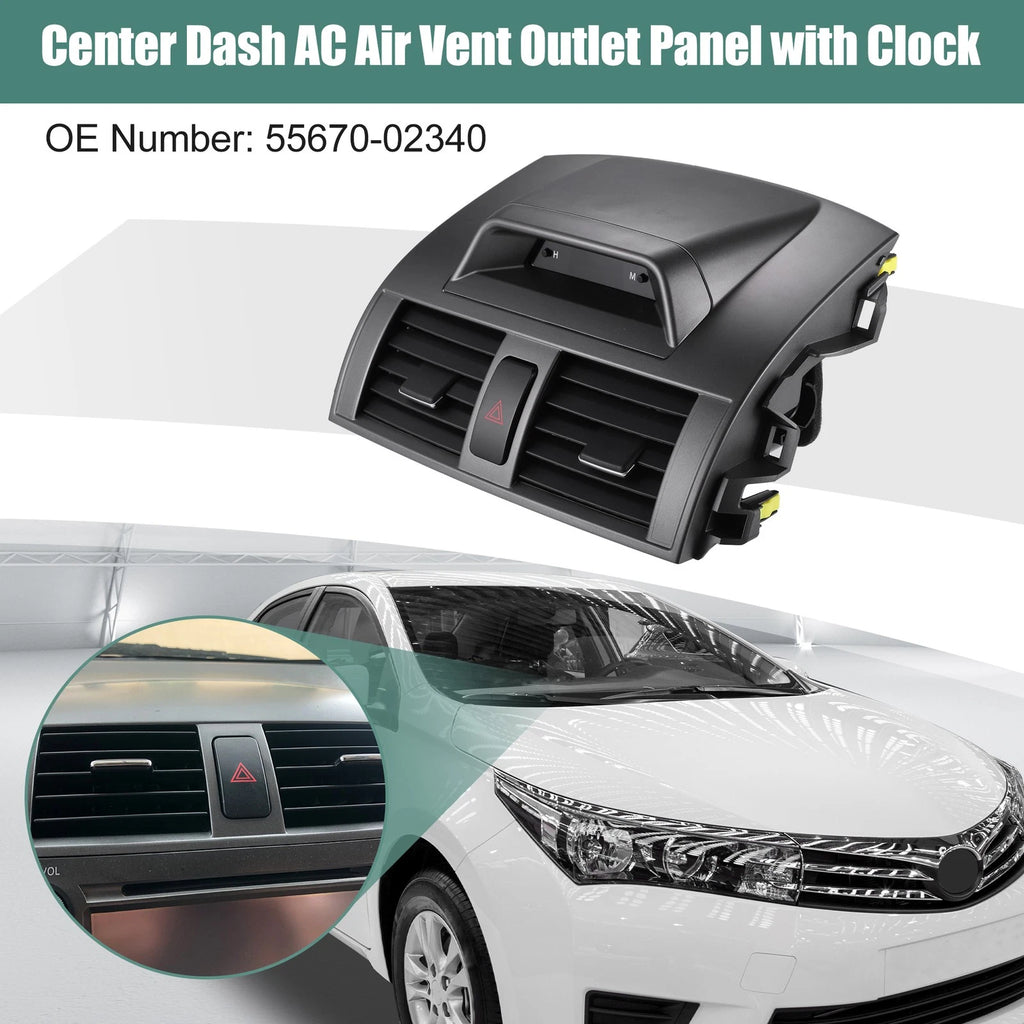Center Dash AC Air Vent Outlet Panel with Clock for Toyota Corolla (2009–2013)