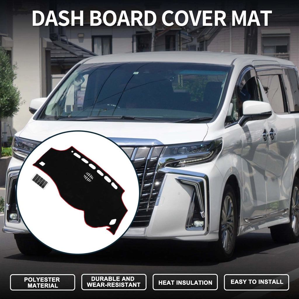 Dash Cover Mat for Toyota Vellfire 2008–2015 with Red Black Sticker 1 Set