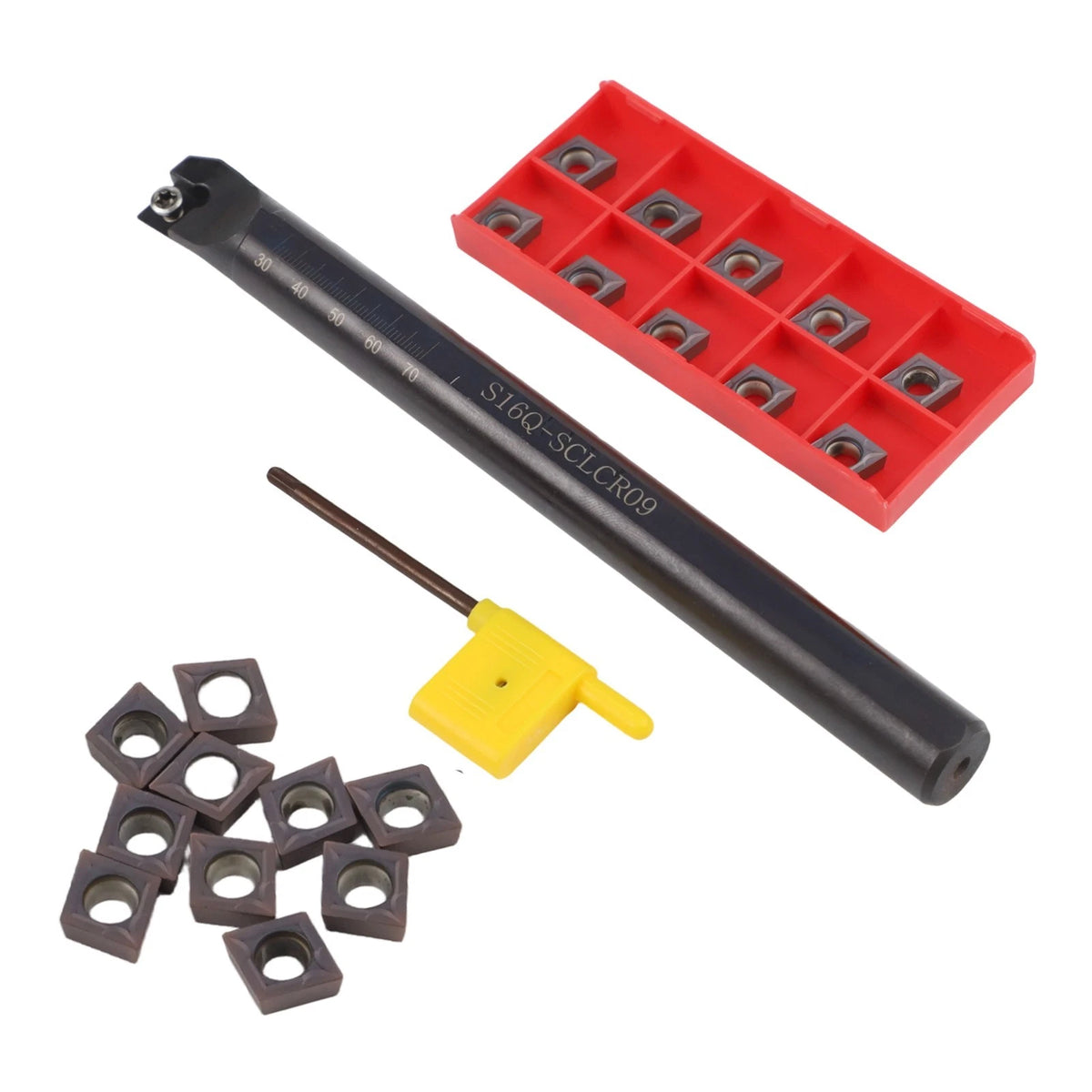 16mm S16Q-SCLCR09 Boring Bar Turning Tool Lathe Holder with 10 Inserts