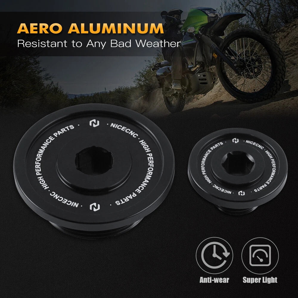 Anodized Engine Cover Cap Plugs for Kawasaki KLR650 (1987–2024)