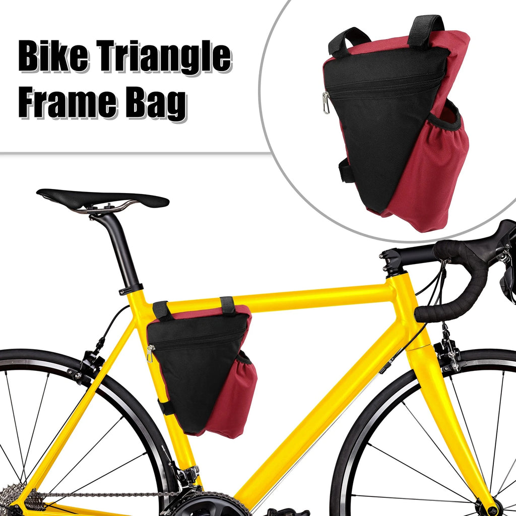 Triangle Frame Bag with Bottle Holder Storage for Mountain Bike Red (All Years)