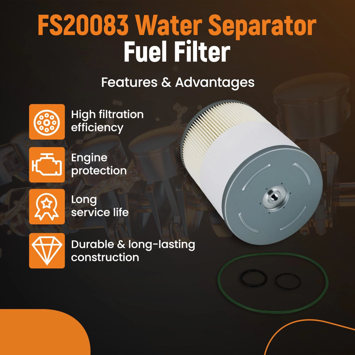 4Pcs Fuel Filter for Detroit Diesel DD13/DD15/DD16 (P551011 A4720921205)