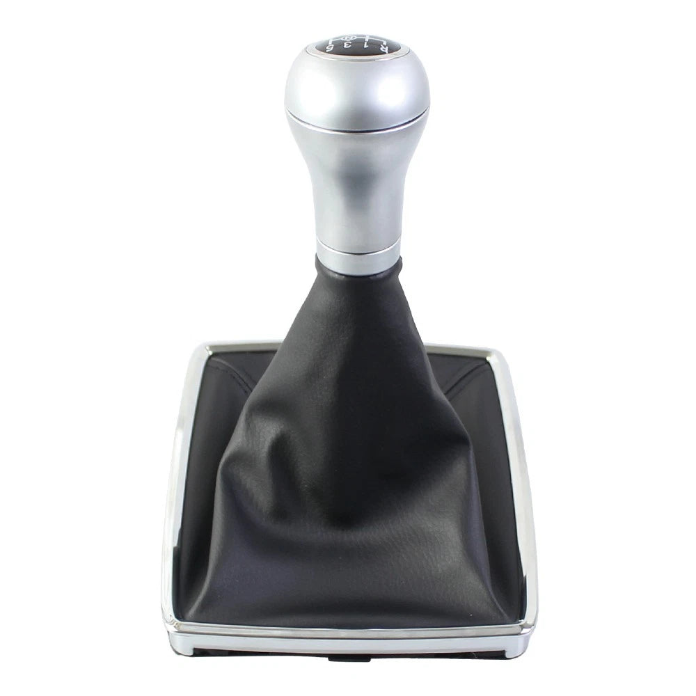 Shift Knob Gear for Precise Alignment Fit PU Leather Silver Finish