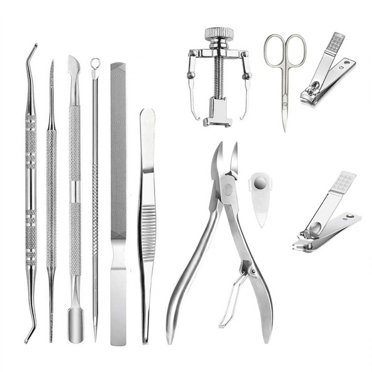 Ingrown Toenail Tool Kit - 12 Pack Clipper Lifter Pusher Nipper File