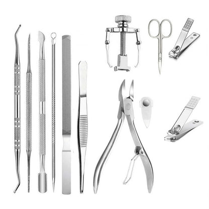 Ingrown Toenail Tool Kit - 12 Pack Clipper Lifter Pusher Nipper File