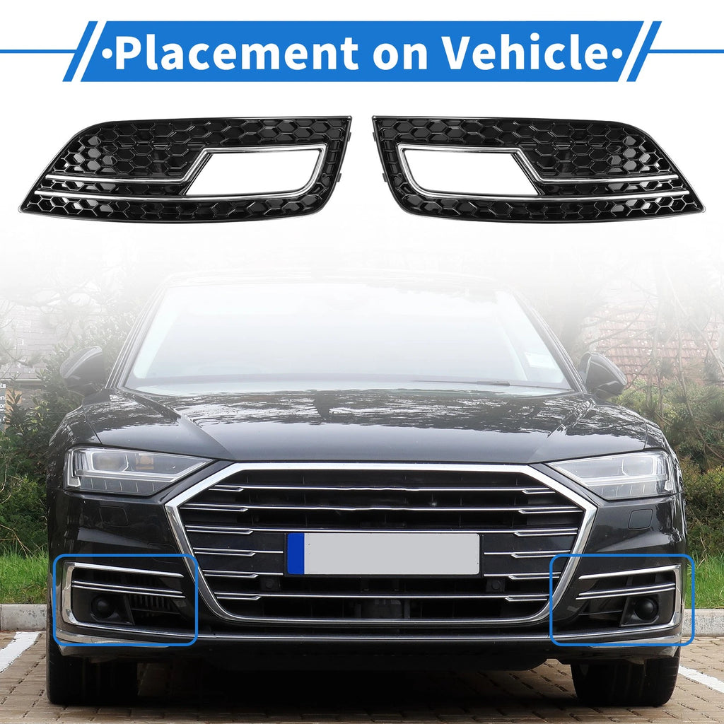 Front Fog Light Grill Pair Replacement for Audi A4L B9 S4 RS4 (2013–2016)