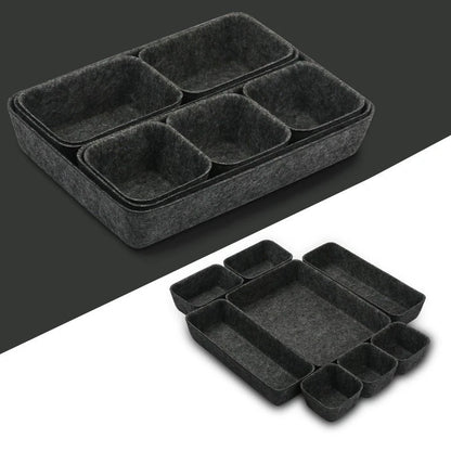 Set of 2 Modern Felt Organizer Boxes for Cosmetics and More