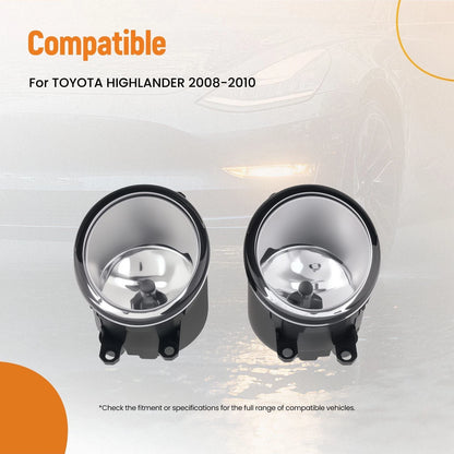 Fog Light Set for Toyota Highlander (2008–2010) w/Switch Bulb Bracket 814810E030C0