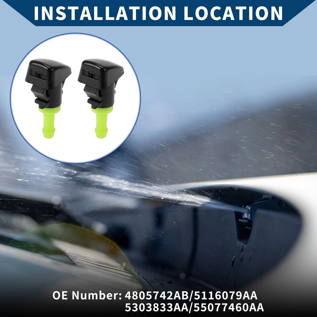2pcs Front Windshield Washer Nozzles Replacement for Dodge Durango (2011–2023)