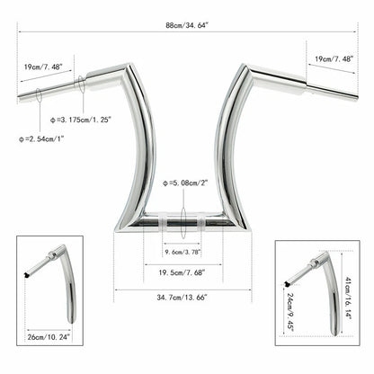 2'' Rise Chrome Ape Hanger Handlebar for Harley Sportster (14''/16''/18''/20'')
