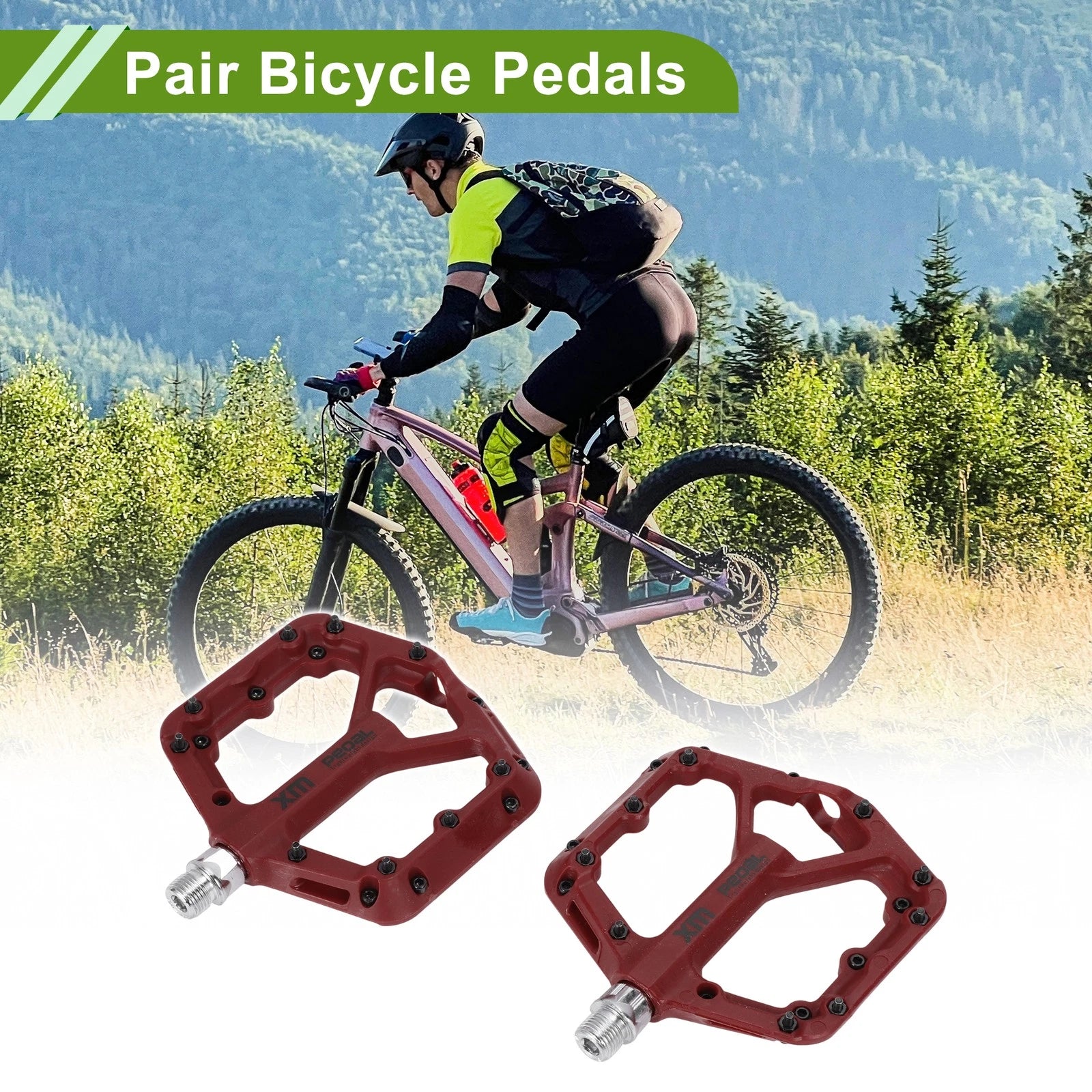 Nylon Bicycle Pedals 14mm Replacement Pair for Red 1 Pair (N/A–N/A)