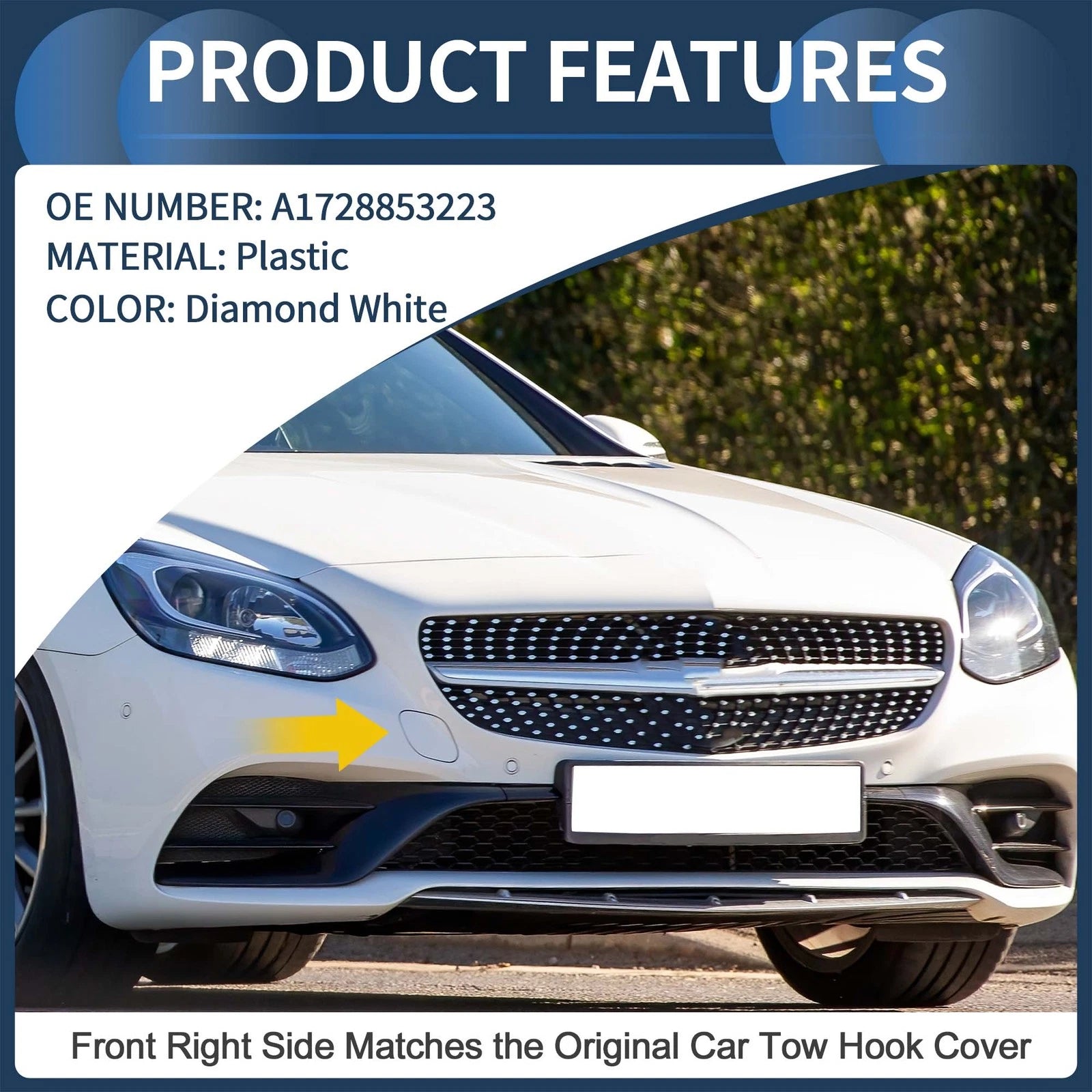 Front Bumper Tow Hook Cover Replacement for Mercedes-Benz W172 (2013–2015)