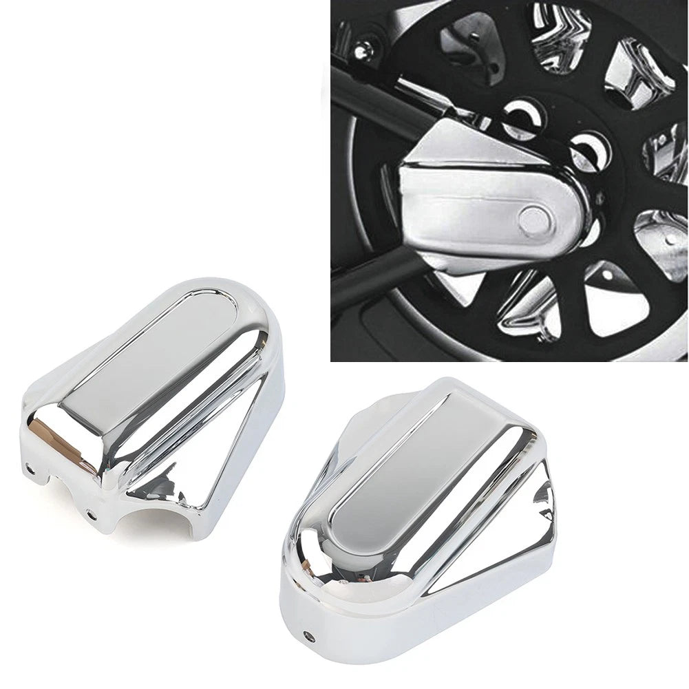 2X Chrome Bar Shield Rear Axle Cover for Harley Softail (FLSTC, FLSTN)