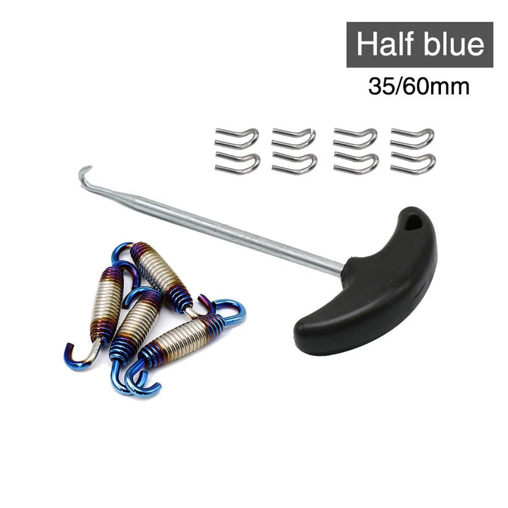 Motorcycle Exhaust Pipe Muffler Mounting Springs Hooks Set Link Stainless