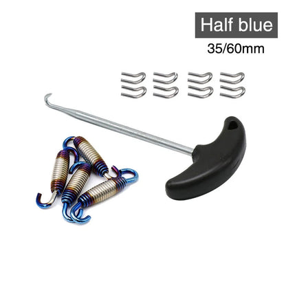 Motorcycle Exhaust Pipe Muffler Mounting Springs Hooks Set Link Stainless