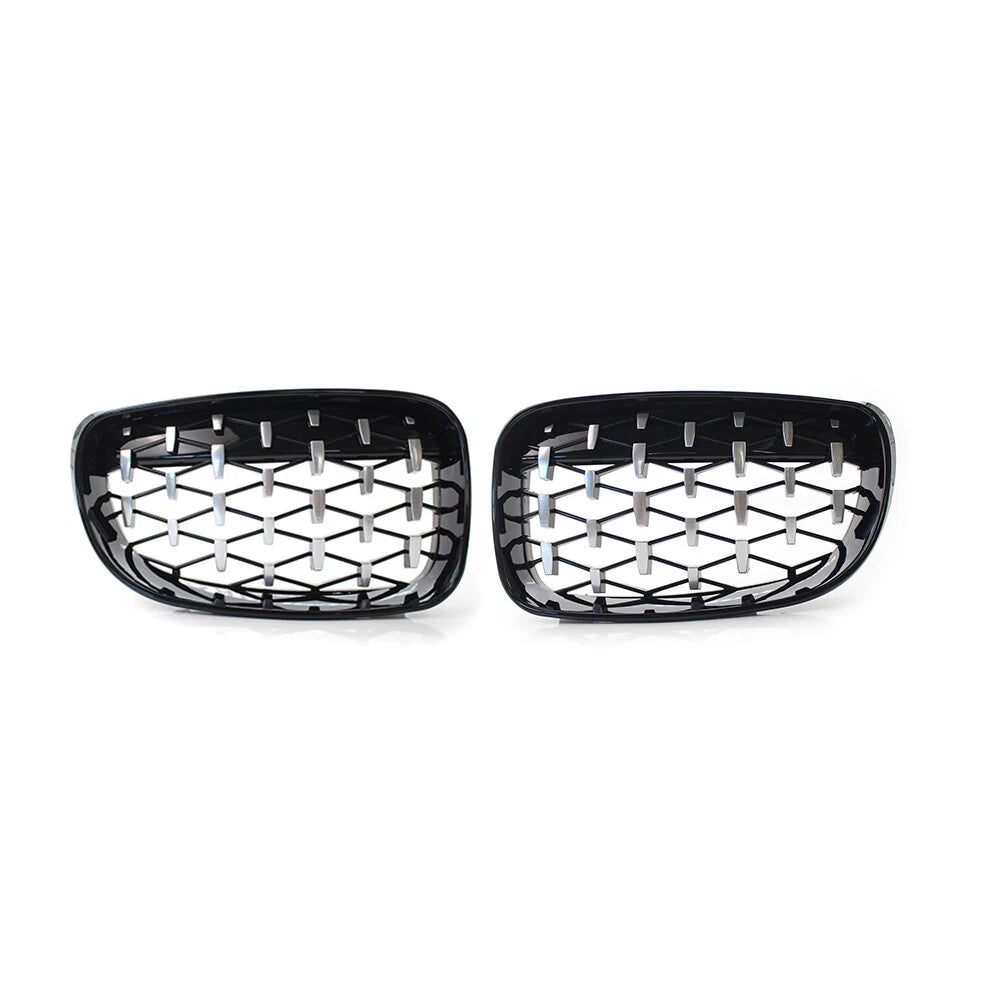 Diamond Front Kidney Grill for BMW 1 Series E81 E82 E87 E88 (2004–2013) Chrome Black