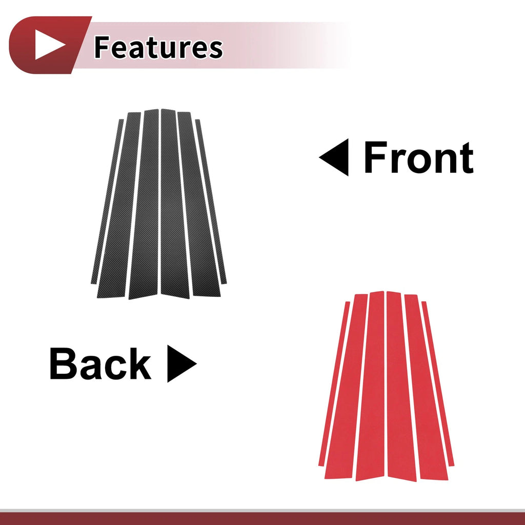 6 Pcs Door Pillar Window Trim Replacement for Toyota Highlander (2001–2007)