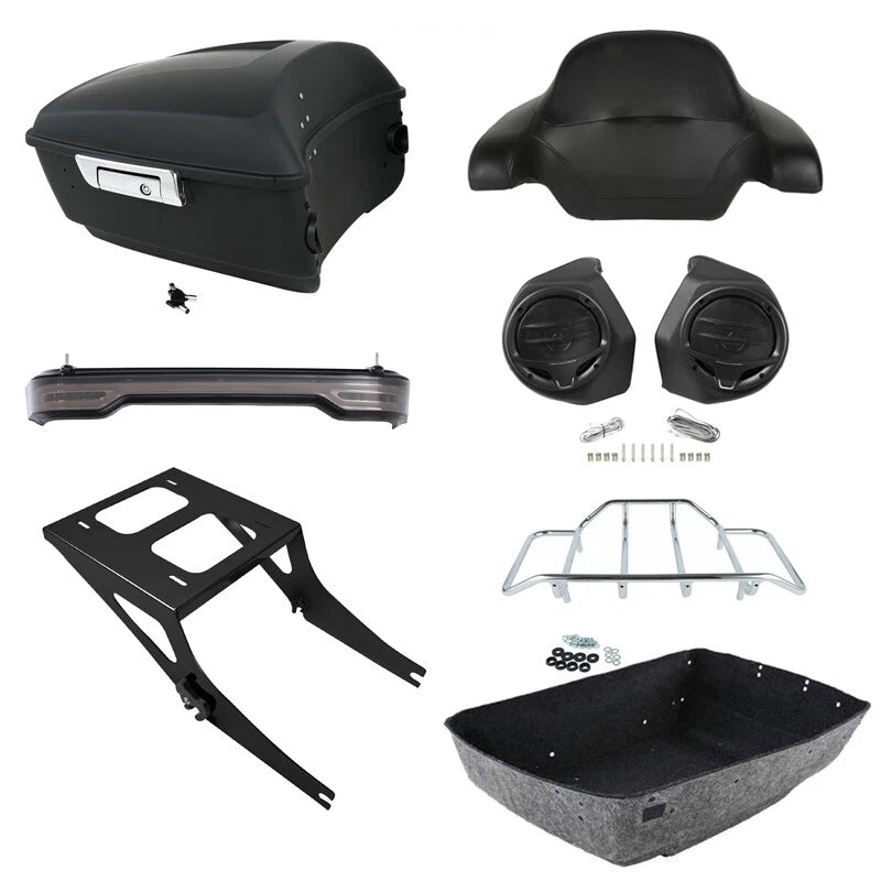 Trunk Backrest Speaker Light Mount Rack for Harley Fat Boy (2008–2017)