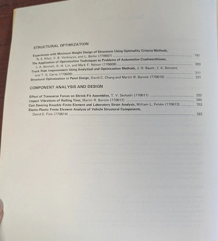 Structural Analysis for Vehicle Design (1977)