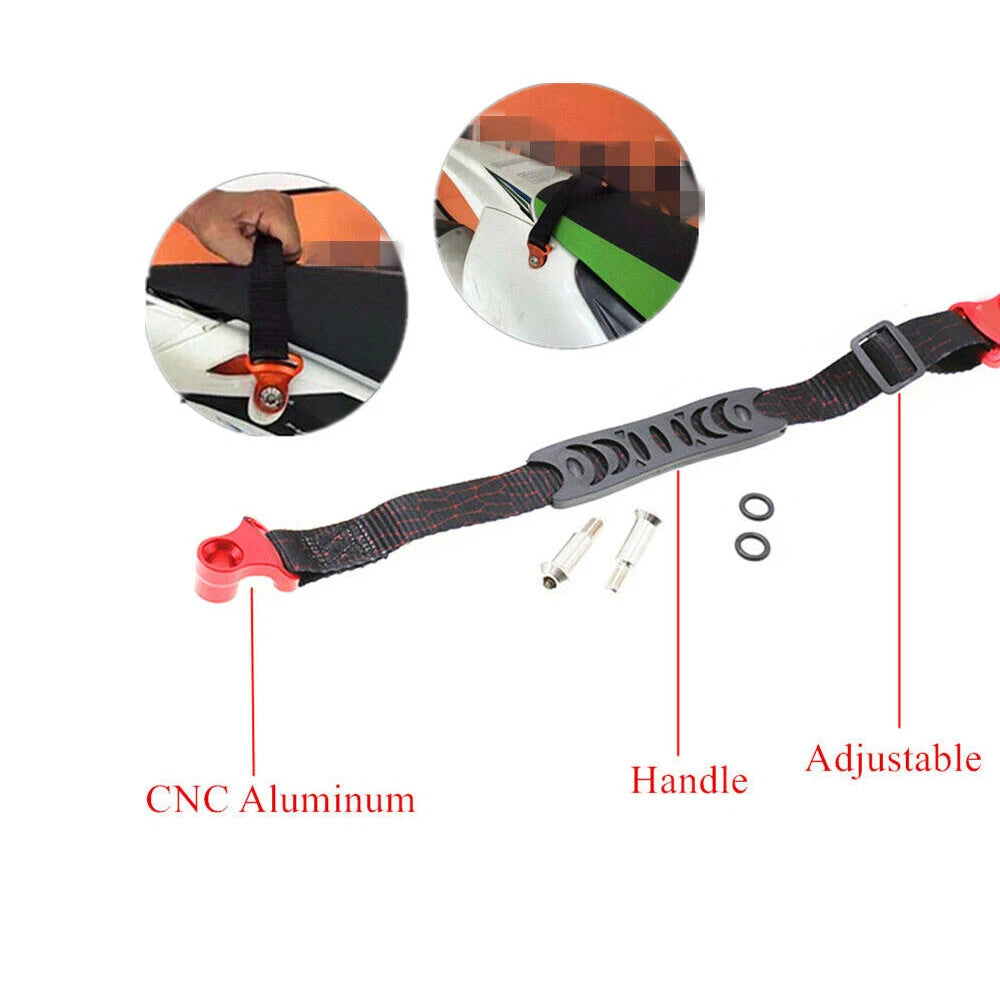 Motorcycle Dirt Bike Rear Seat Rescue Pull Strap Adjustable Sling Belt Accessory
