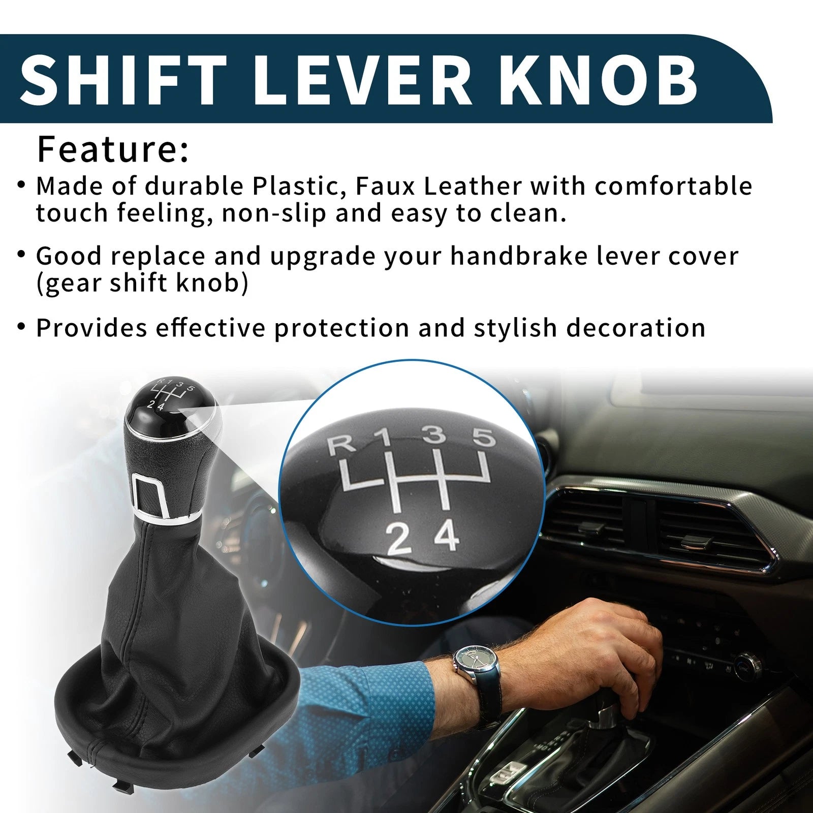 Gear Shift Knob with Boot Cover for Volkswagen Touran (2003–2010)