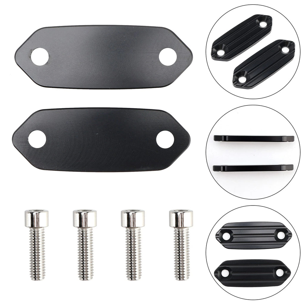 CNC Mirror Block Off Plates Hole Caps Black for Kawasaki ZX-6R 2013–2025