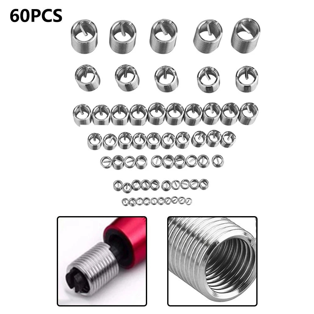 60pcs Thread Repair Insert Accessories M3-M12 for Automotive Applications