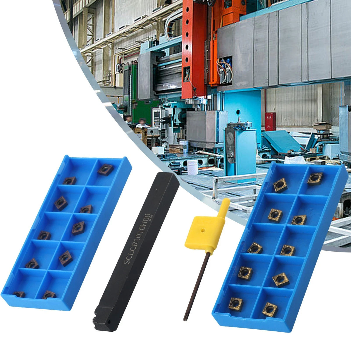 20pcs CCMT060204 Inserts + SCLCR 1010H06 Turning Tool Holder