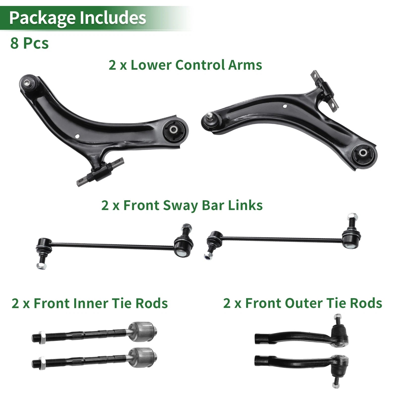8pcs Front Suspension Control Arm Kit for Nissan Rogue Select (2014–2015)
