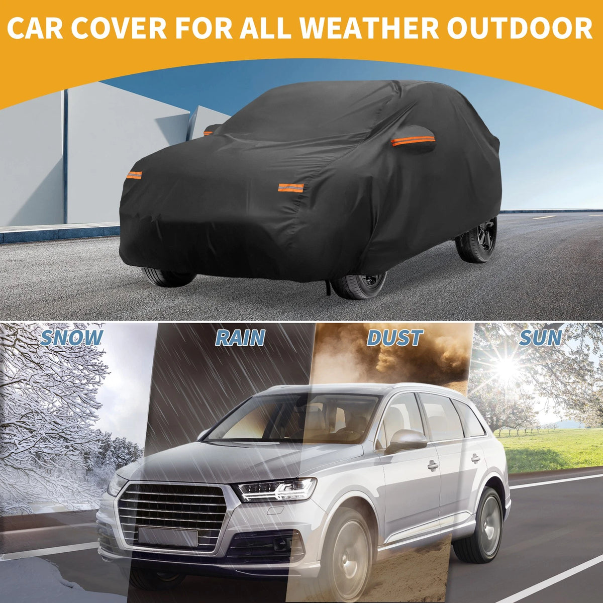 Car Cover Waterproof for Ford Kuga (2013–2024) Black 210D-PU