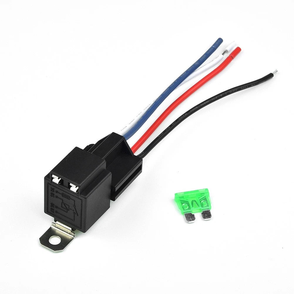 12V 4-Pin Relay with Socket Base & Wires, 30A SPST