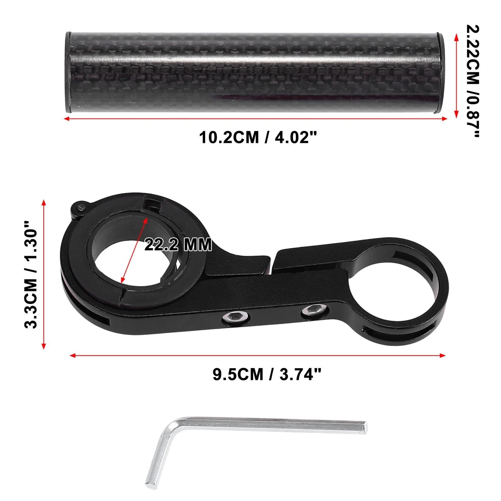 Bicycle Handlebar Extension Bracket for 10cm Aluminum Alloy Black