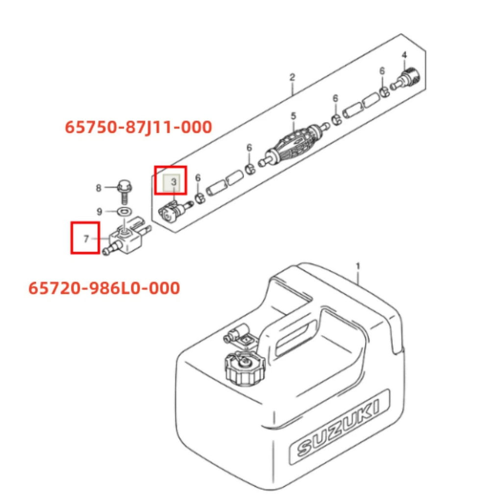 Fuel Connector Set for Suzuki DF 4-140 hp Outboard Motor (65750-87J11, 65720-986L0)