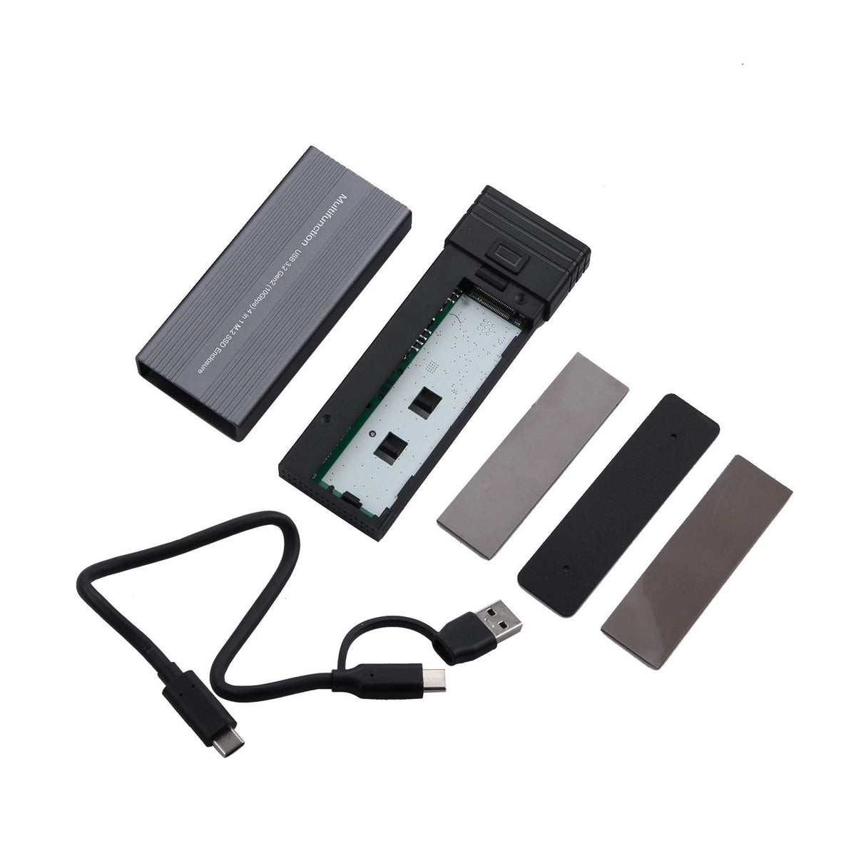 M.2 NVMe SATA SSD Enclosure Adapter Case Type-C Hub