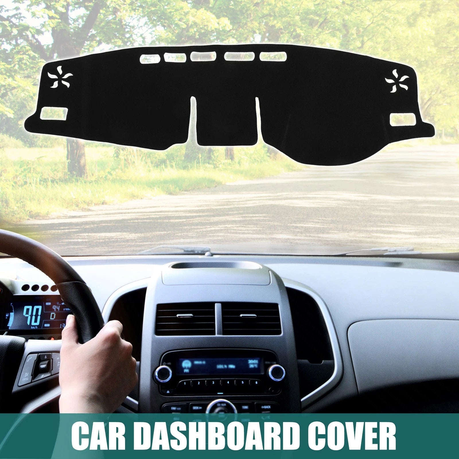 Dashboard Cover Black Polyester Non-Slip Mat for Toyota RAV4 (2019–2023)