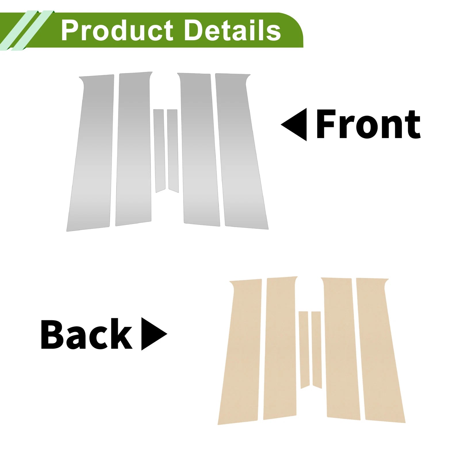6 Pcs Pillar Window Trim for Chevy Aveo (2007–2011) Silver Tone