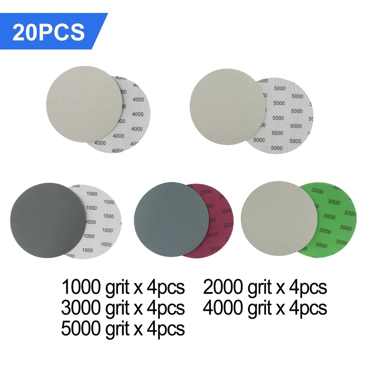20X 5 Inch Abrasive Sanding Discs - Multiple Grit Options
